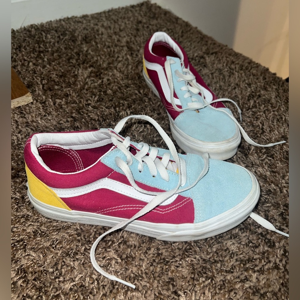 Colorful Sneakers with Red, Blue, and Yellow Accents